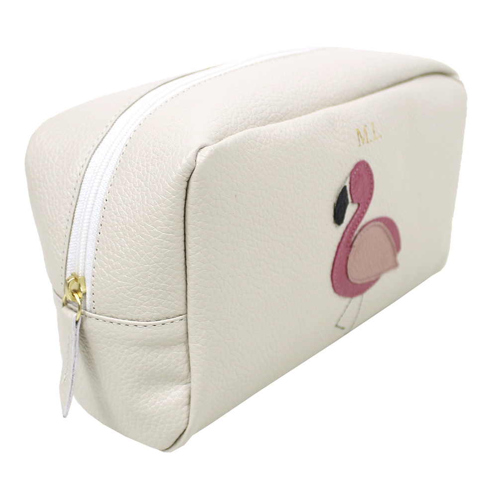 Necessaire Flamingo G em Couro Personalizado