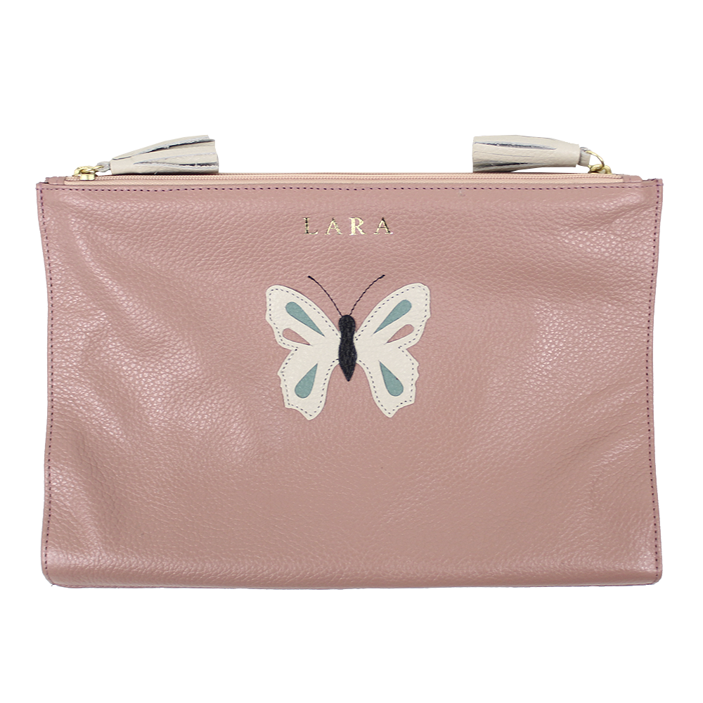 Necessaire Limpo/Usado Borboleta em Couro Personalizada