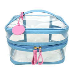 Necessaire Mya Aqua Liso com Rosa Orquídea Pronta Entrega