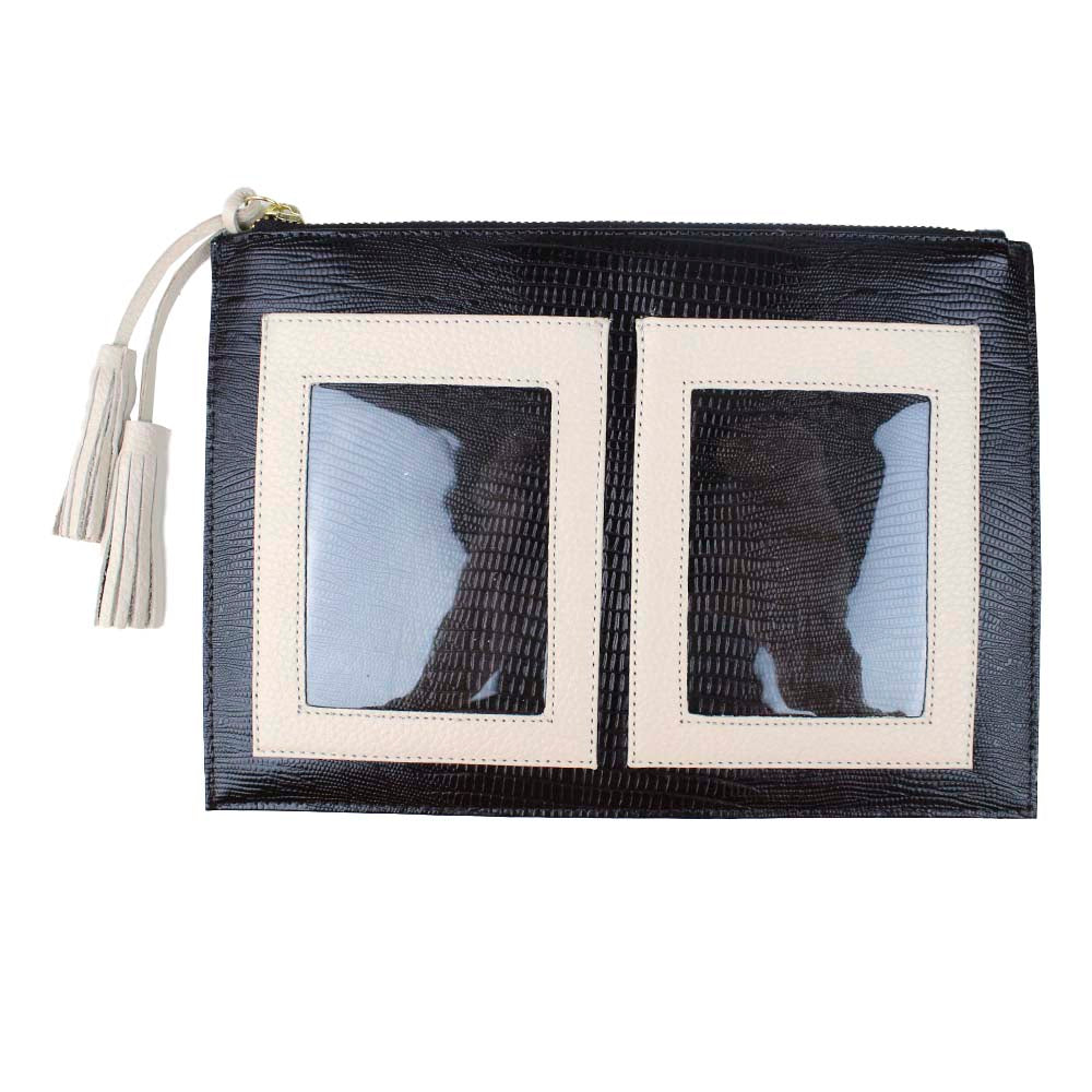 Necessaire + Porta Passaporte 4 Preto Paris com Off White Lesard Pronta Entrega