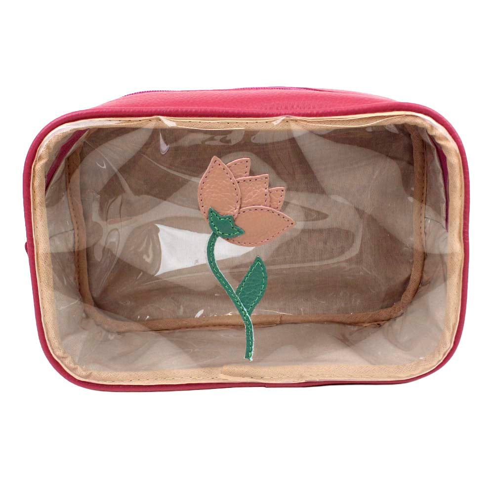 Necessaire Anne Beach Tulipa Chiclete com Algodão Doce Liso Pronta Entrega