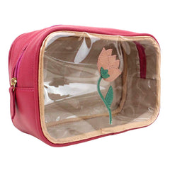 Necessaire Anne Beach Tulipa Chiclete com Algodão Doce Liso Pronta Entrega