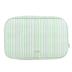 Necessaire Anne Urso Teddy Estampa Listrado Pontilhado Verde em Couro e Vinil