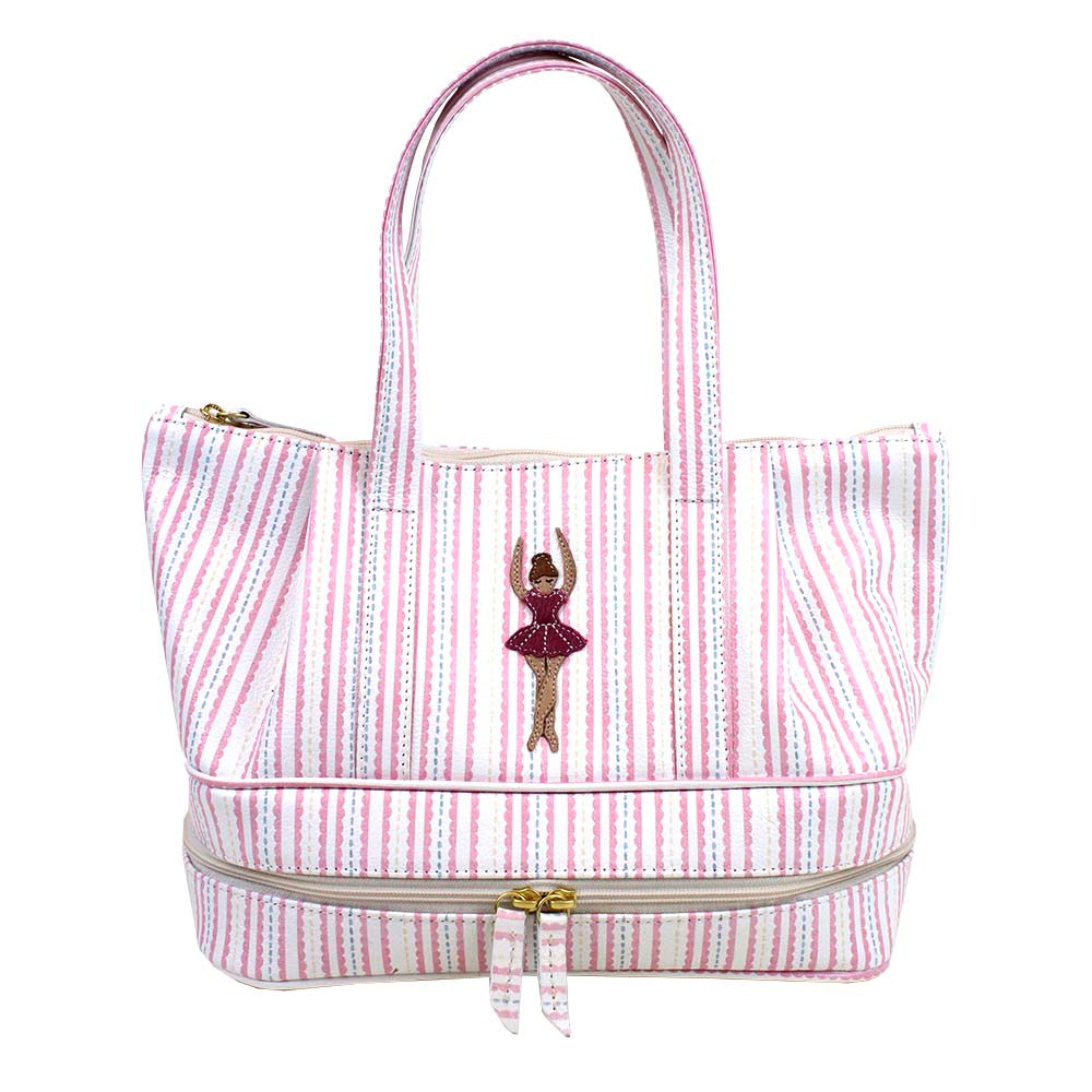 Bolsa de Ballet Estampa Listrado Pontilhado com Chiclete Pronta Entrega