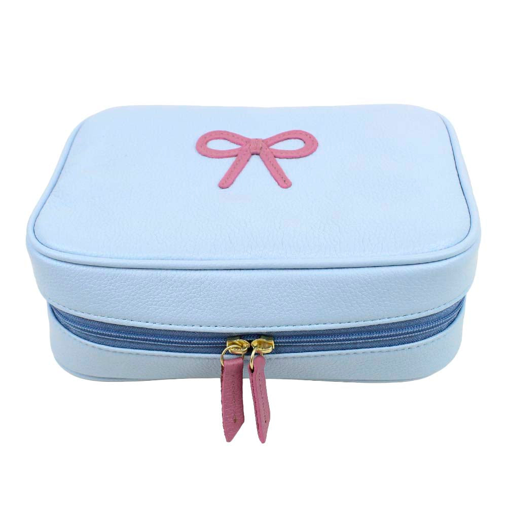 Necessaire Bela Laço Rococó Azul Bebê com Rosa Blush Pronta Entrega