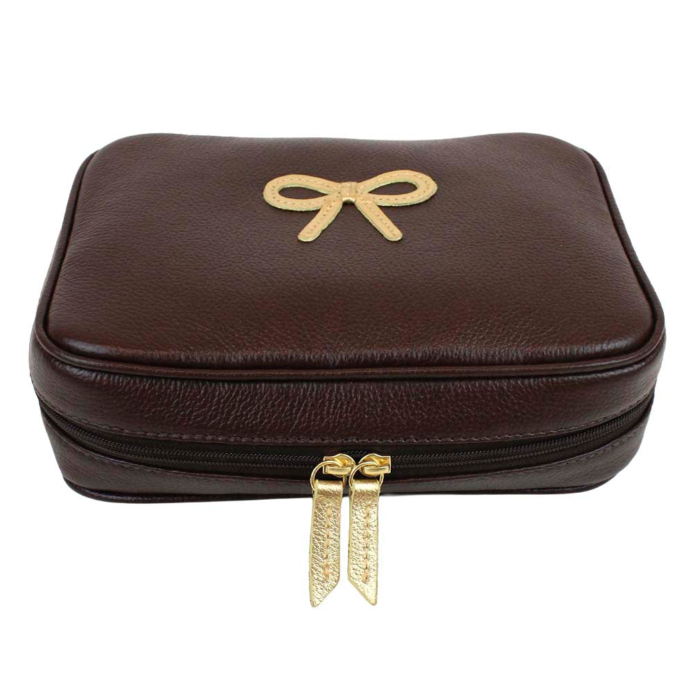 Necessaire Bela Laço Rococó Café com Dourado Pronta Entrega