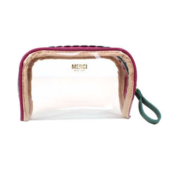 Necessaire Betina Babado P Fúcsia Liso com Esmeralda Pronta Entrega