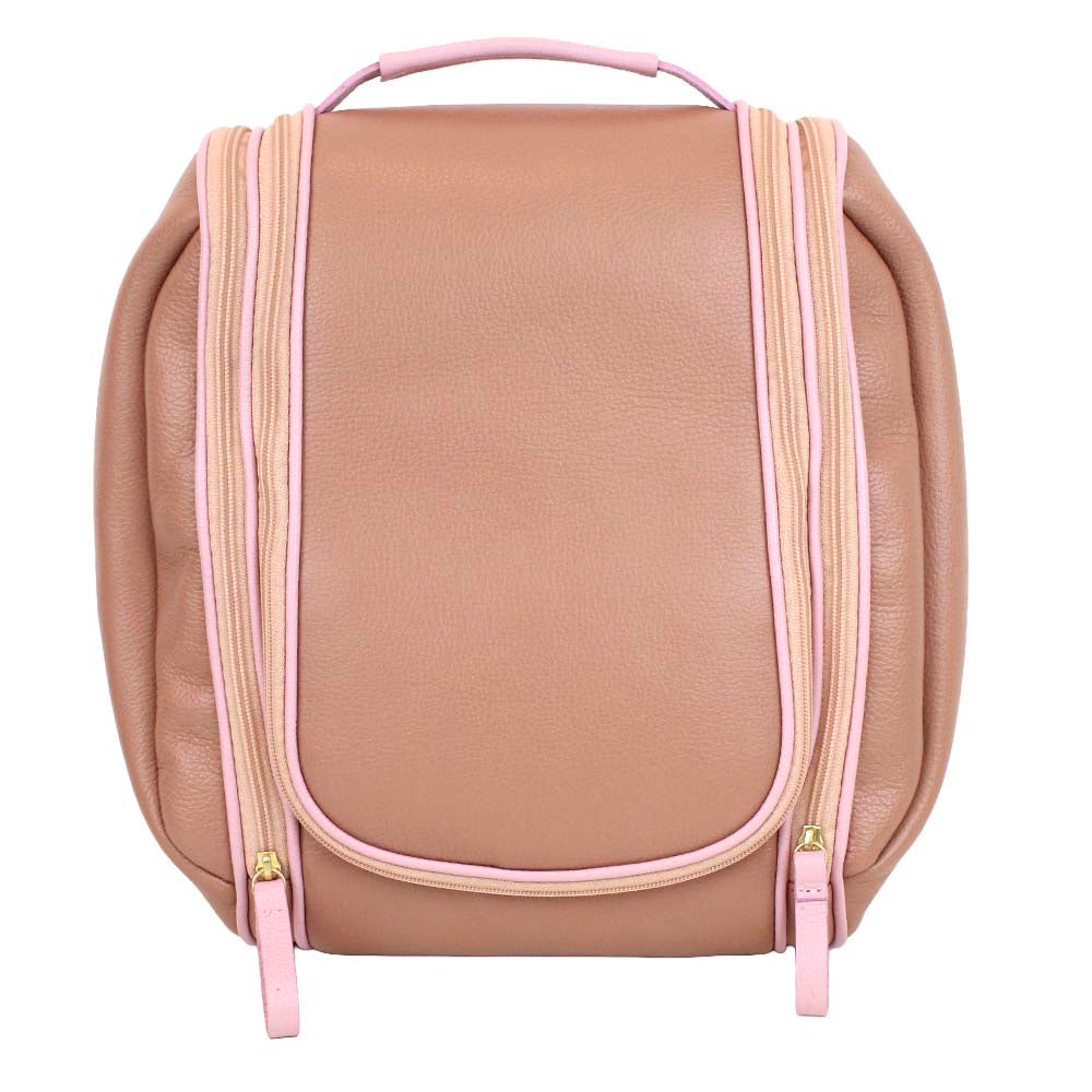 Necessaire Bruna Algodão Doce Liso com Rosa Chá Pronta Entrega