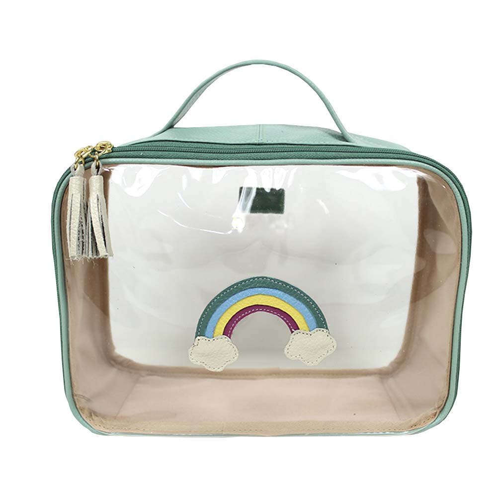 Necessaire Crystal G Arco Íris em Couro e Vinil Personalizado