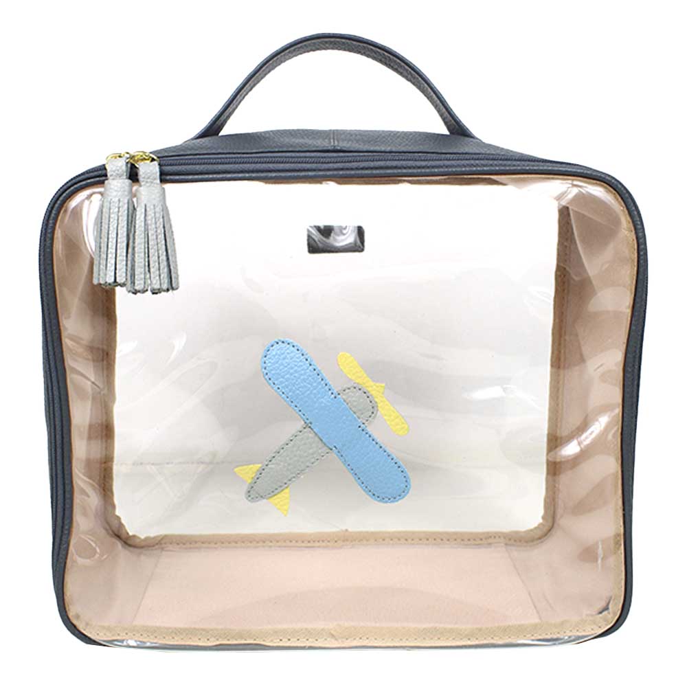 Necessaire Crystal G Little Plane em Couro e Vinil Personalizado