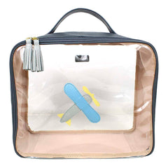 Necessaire Crystal G Little Plane em Couro e Vinil Personalizado
