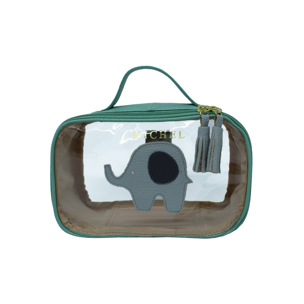 Necessaire Crystal P Little Elephant em Couro e Vinil Personalizado
