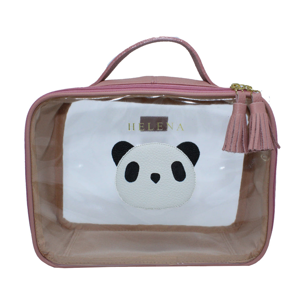 Necessaire Crystal M Little Panda em Couro e Vinil Personalizado