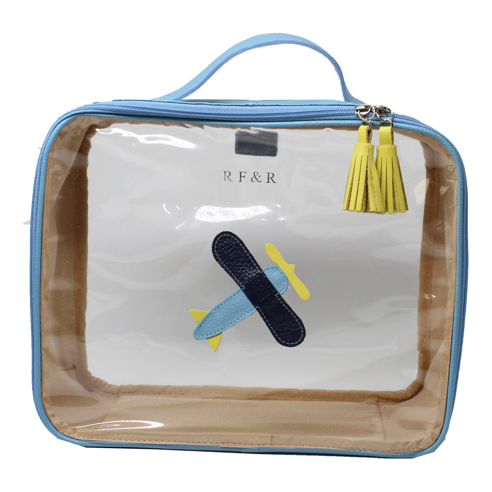 Necessaire Crystal G Little Plane em Couro e Vinil Personalizado