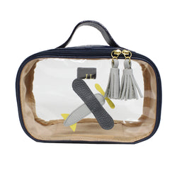 Necessaire Crystal P Little Plane em Couro e Vinil Personalizado
