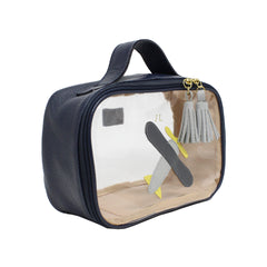 Necessaire Crystal P Little Plane em Couro e Vinil Personalizado
