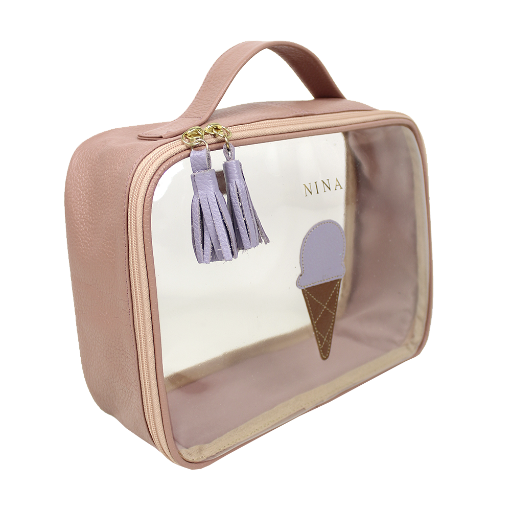 Necessaire Crystal M Gelato em Couro e Vinil Personalizado