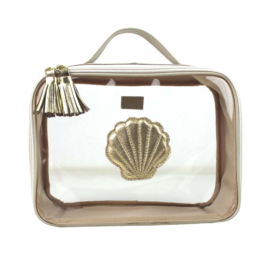 Necessaire Crystal M Concha em Couro e Vinil Personalizado