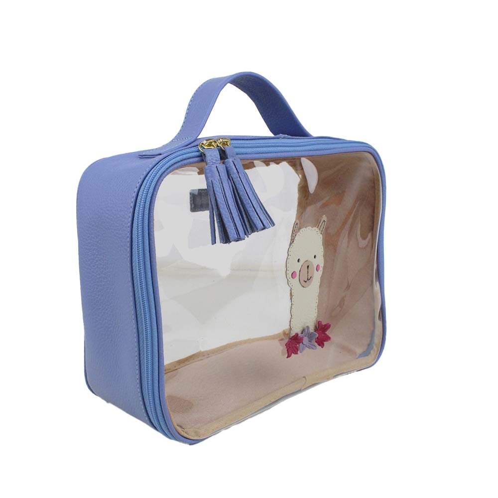 Necessaire Crystal M Lhama em Couro e Vinil Personalizado