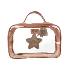 Necessaire Crystal P Estrela Algodão Doce Liso com Off White Liso e Dourado Pronta Entrega