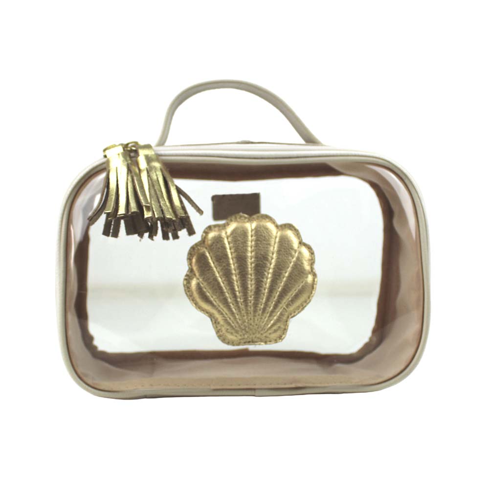 Necessaire Crystal P Concha em Couro e Vinil Personalizado