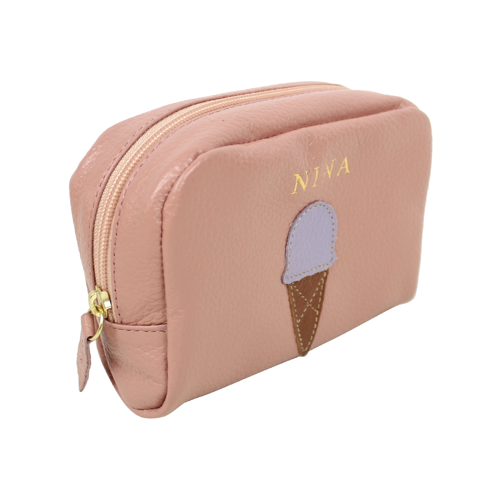 Necessaire Little Gelato P em Couro Personalizado