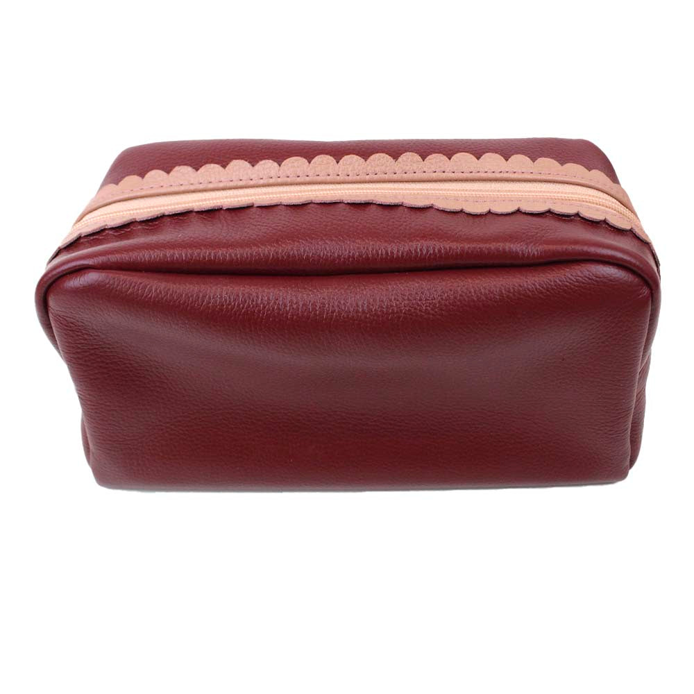 Necessaire Julie Babado G Burgundy Liso com Algodão Doce Liso Pronta Entrega