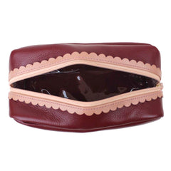 Necessaire Julie Babado G Burgundy Liso com Algodão Doce Liso Pronta Entrega