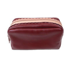 Necessaire Julie Babado M Burgundy Liso com Algodão Doce Liso Pronta Entrega