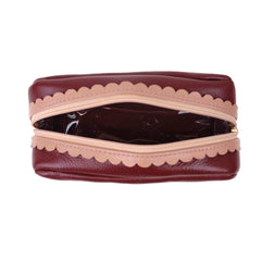 Necessaire Julie Babado M Burgundy Liso com Algodão Doce Liso Pronta Entrega
