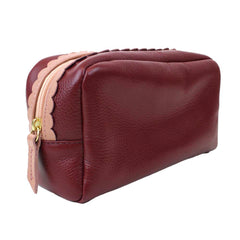 Necessaire Julie Babado M Burgundy Liso com Algodão Doce Liso Pronta Entrega