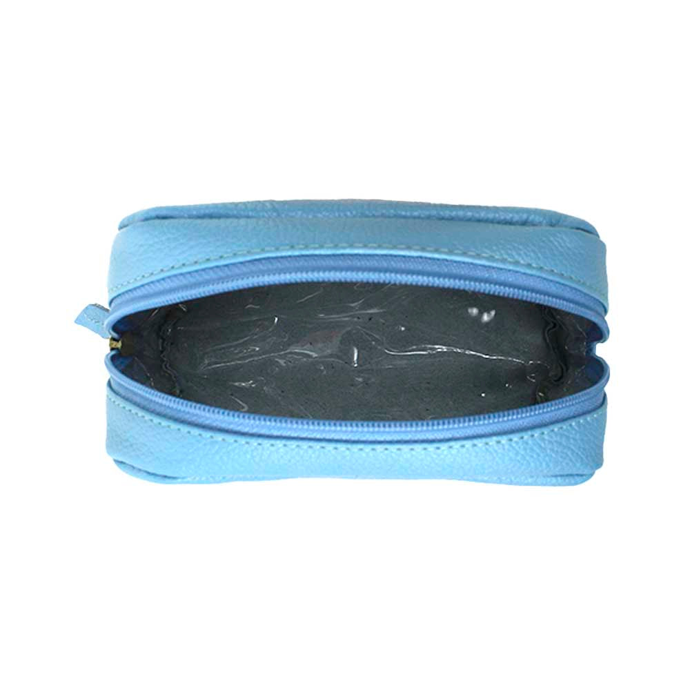 Necessaire P Little Elephant Aqua Liso com Cinza Claro Liso e Chumbo Pronta Entrega