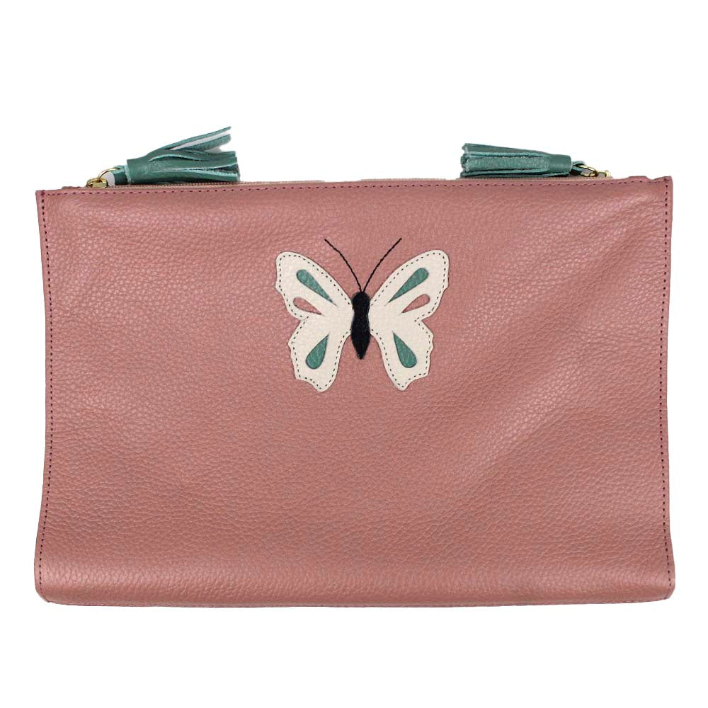 Necessaire Limpo/Usado Borboleta em Couro Personalizada