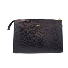 Necessaire Louise M Preto Paris com Off White Liso Pronta Entrega