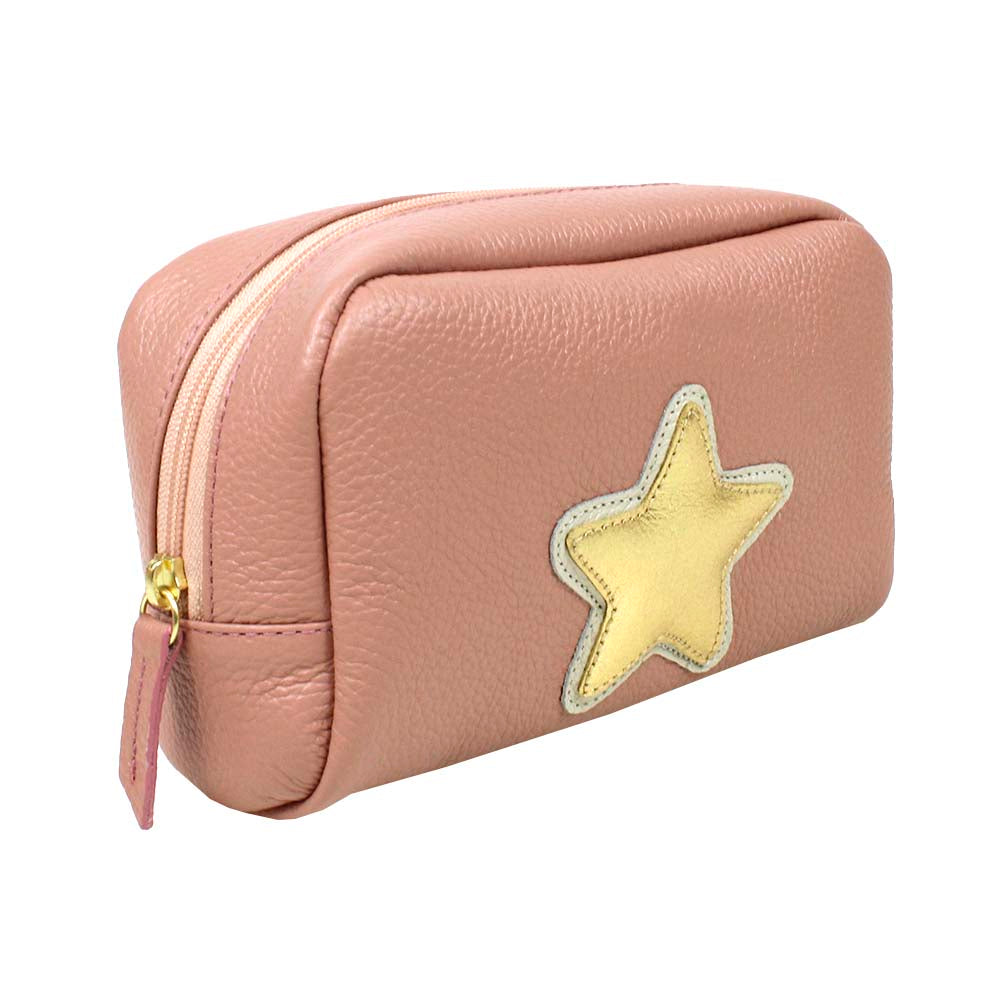 Necessaire M Estrela em Couro Personalizada