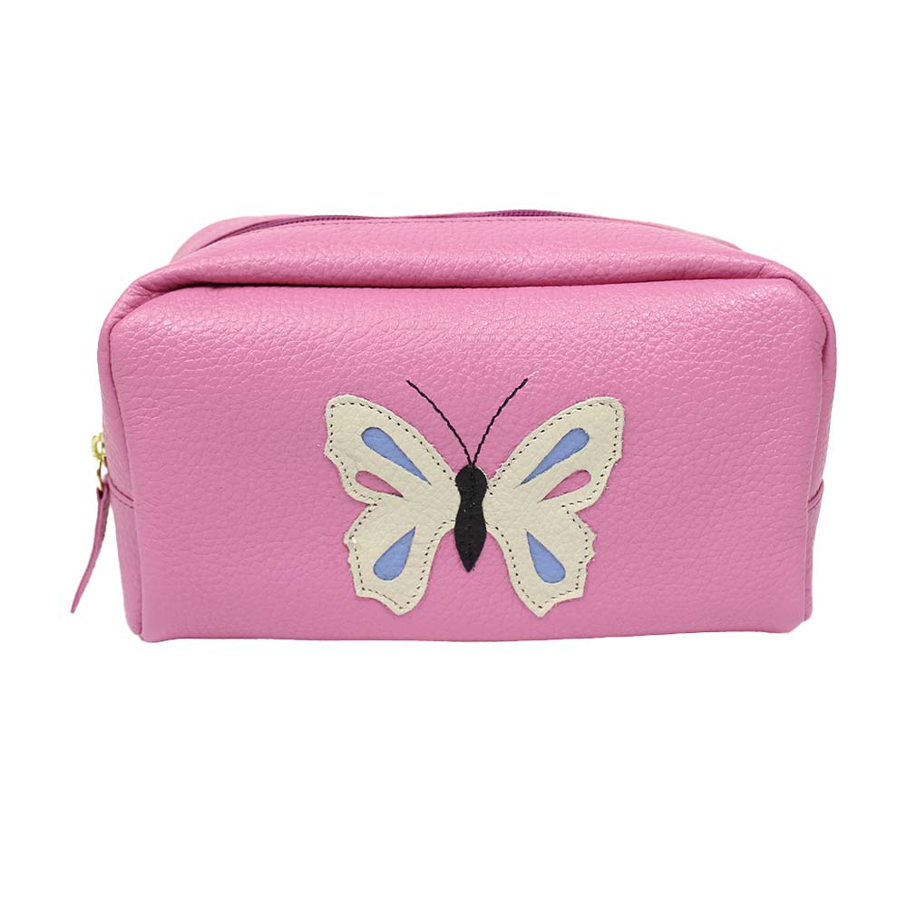 Necessaire Borboleta M em Couro Personalizado