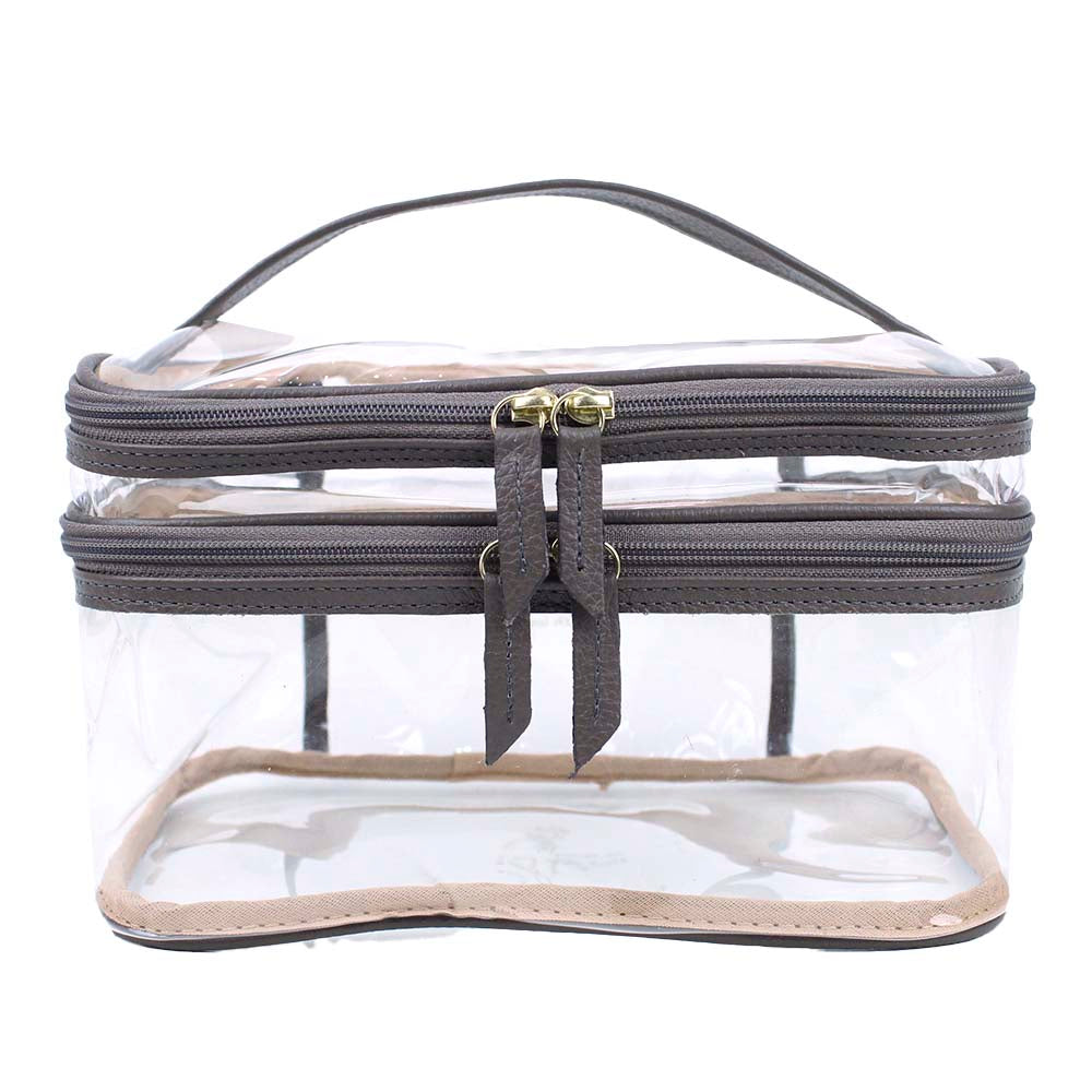 Necessaire Make Dupla Crystal em Couro e Vinil Personalizada