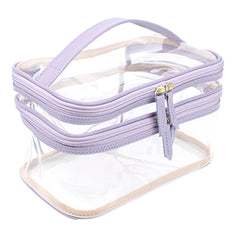 Necessaire Make Dupla Crystal Lilás Liso Pronta Entrega