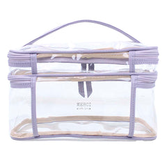 Necessaire Make Dupla Crystal Lilás Liso Pronta Entrega