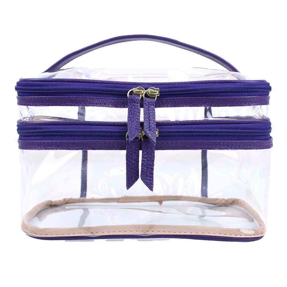 Necessaire Make Dupla Crystal em Couro e Vinil Personalizada
