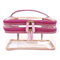 Necessaire Make Dupla Crystal Rosa Blush com Rosa Chá Pronta Entrega