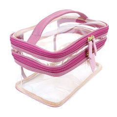 Necessaire Make Dupla Crystal Rosa Blush com Rosa Chá Pronta Entrega