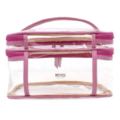 Necessaire Make Dupla Crystal Rosa Blush com Rosa Chá Pronta Entrega