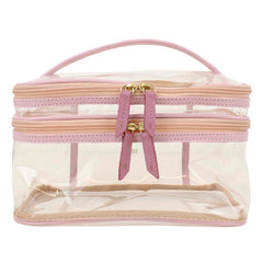 Necessaire Make Dupla Crystal Rosa Chá com Rosa Blush Pronta Entrega