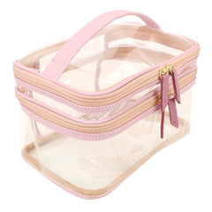 Necessaire Make Dupla Crystal Rosa Chá com Rosa Blush Pronta Entrega