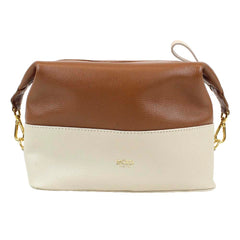 Necessaire Make Up Off White Lesard com Caramelo Liso Pronta Entrega