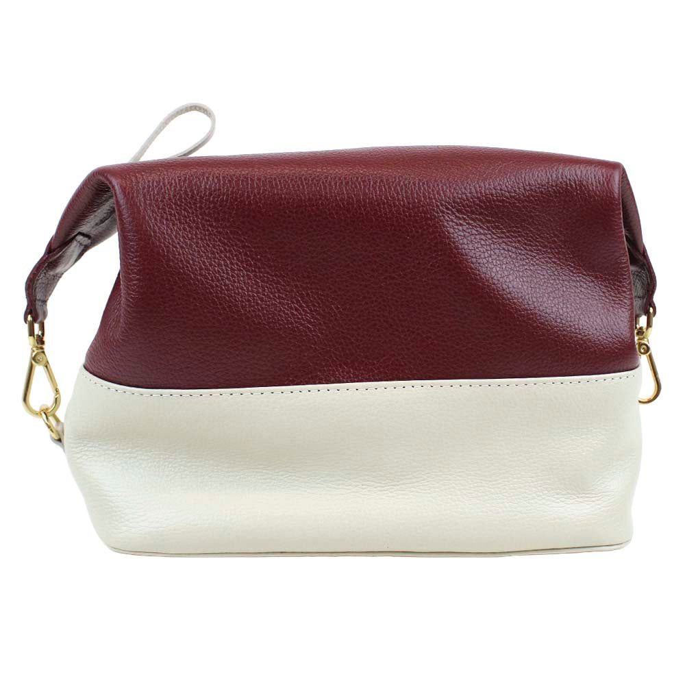 Necessaire Make Up Off White Liso com Burgundy Liso Pronta Entrega