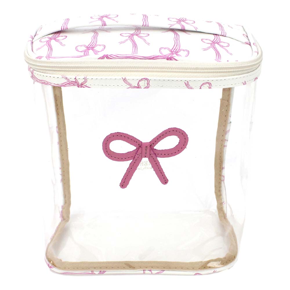 Necessaire Mami Laço Rococó Estampa Listra de Laços em Couro e Vinil Personalizado
