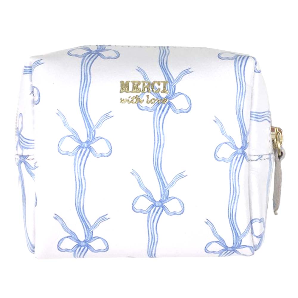 Necessaire Mami Mini Laço Rococó Estampa Listra de Laços em Couro Personalizado