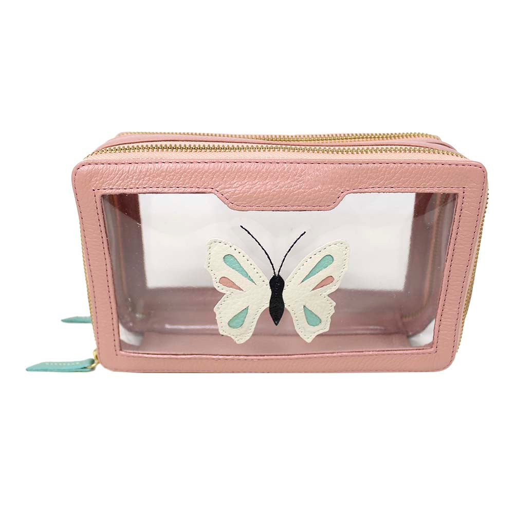 Necessaire Mini Crystal Borboleta em Couro Personalizada